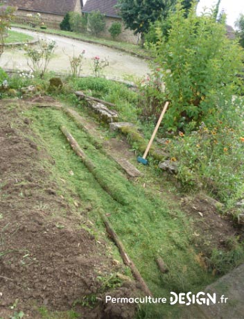 La butte de culture Philip Forrer est une technique de permaculture atypique utilisant des troncs de résineux, du bois broyé et des aiguilles de pin.