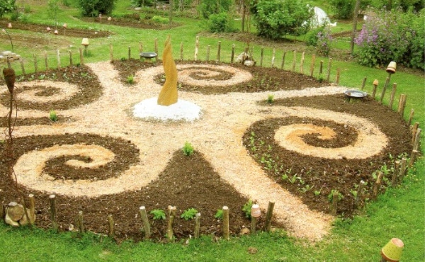 Un jardin mandala en permaculture requiert un agencement spécifique avec des buttes et divers supports de cultures pour créer un espace beau, harmonieux et inspirant riche en biodiversité.