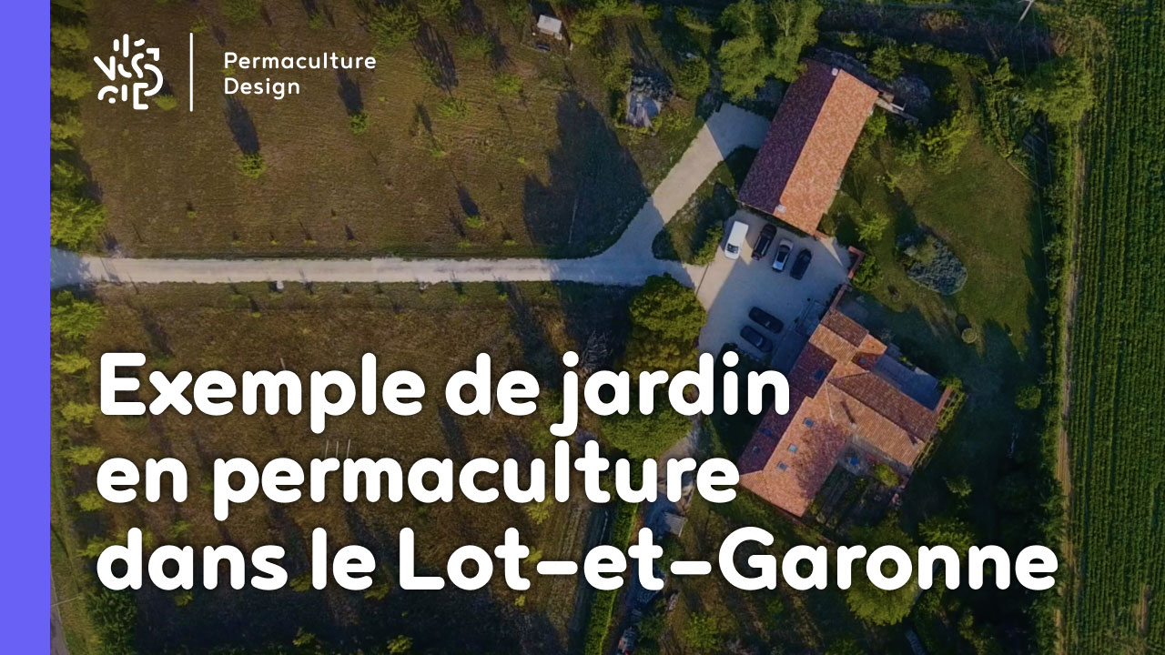 Exemple d’aménagement de jardin avec potager en permaculture et plantation d’arbres en sol très sec dans le Lot-et-Garonne.