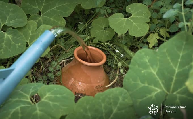 Les oyas ou ollas sont des poteries microporeuses enterrées permettant d’éviter les gaspillages d’eau.