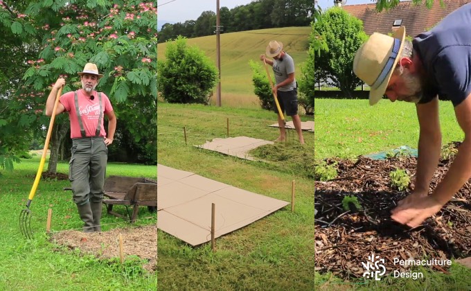 Paysan herboriste, producteur et permaculteur montrant comment préparer le sol pour la plantation de sa pharmacie naturelle.