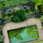 Illustration d'un petit potager de légumes perpétuels ou vivaces nourricière conçu en permaculture
