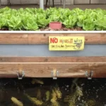Aquaponie avec plante et poissons.